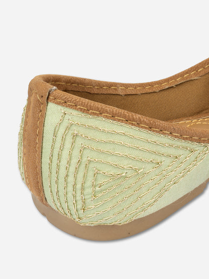 DESI COLOUR Women Sea Green Ethnic Mojaris Flats