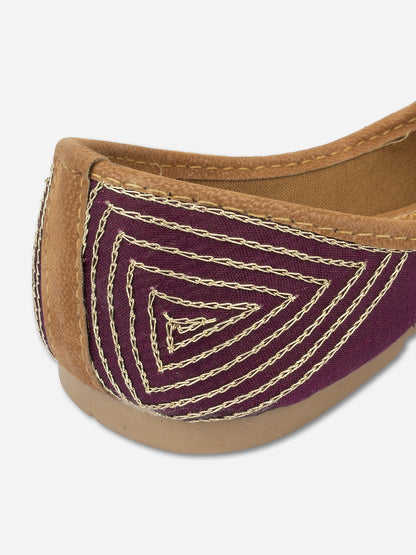 DESI COLOUR Women Purple Embellished Ethnic Mojaris Flats