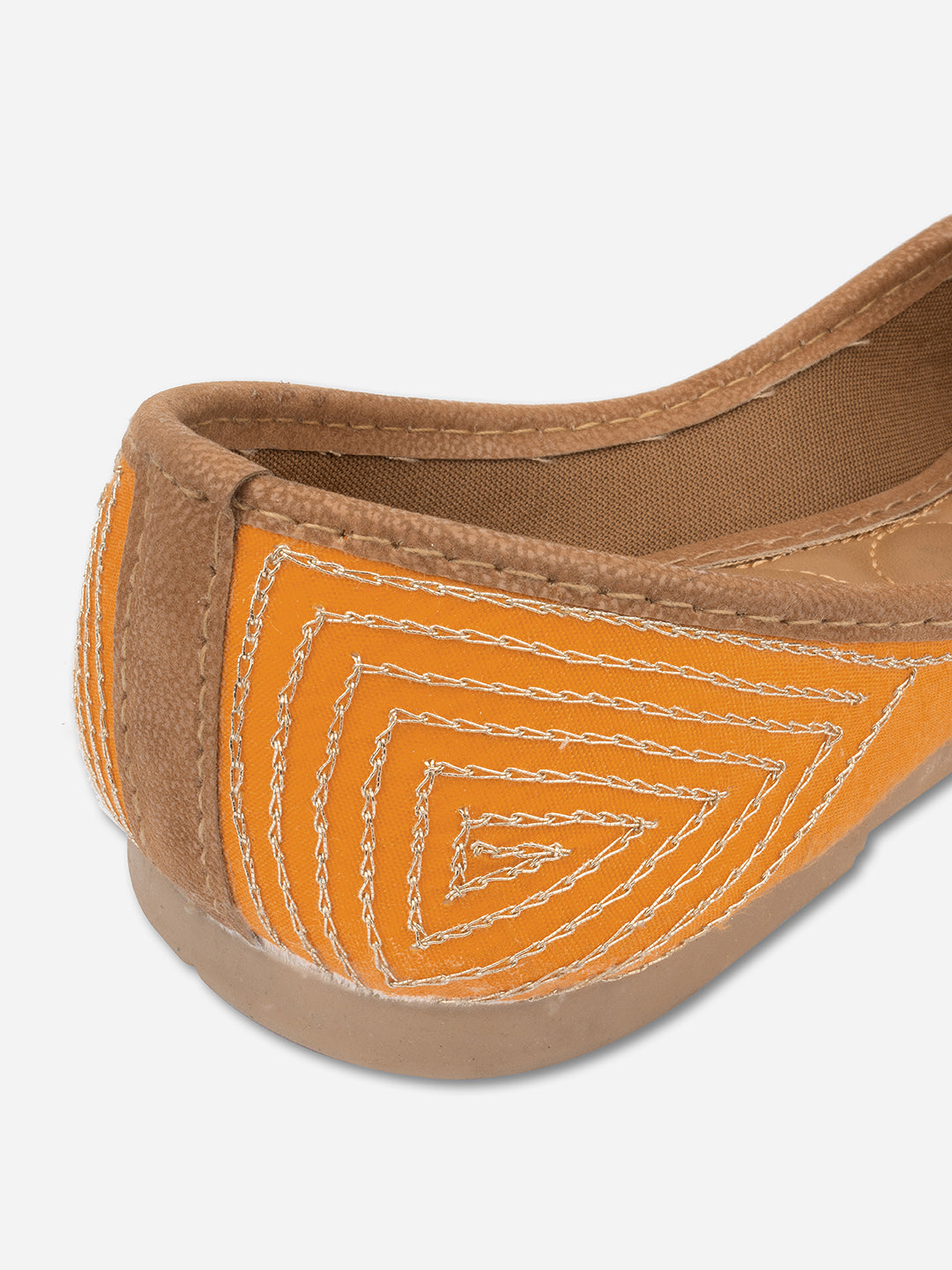 DESI COLOUR Women Orange Embellished Synthetic Ethnic Mojaris Flats