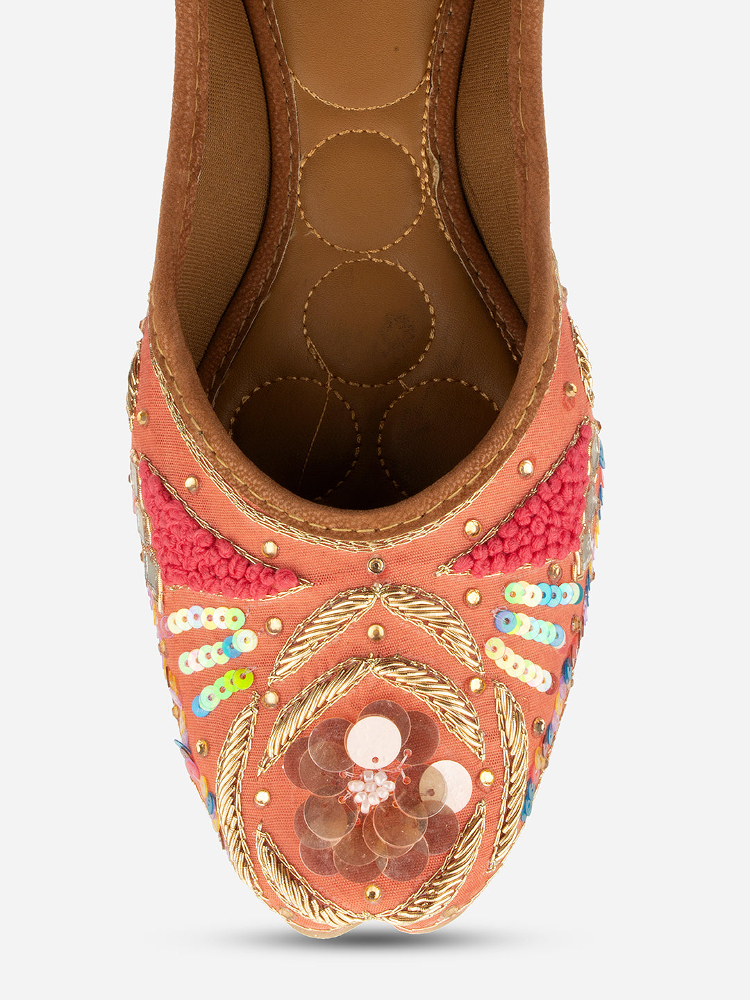 DESI COLOUR Women Peach-Coloured Ethnic Ballerinas Flats