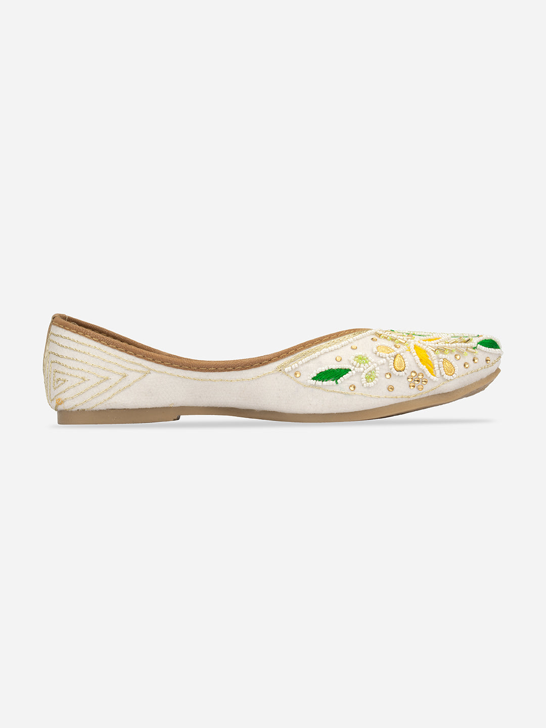 DESI COLOUR Women White Ethnic Mojaris Flats