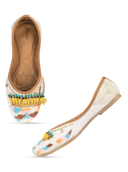 DESI COLOUR Women Multicoloured Ethnic Mojaris Flats