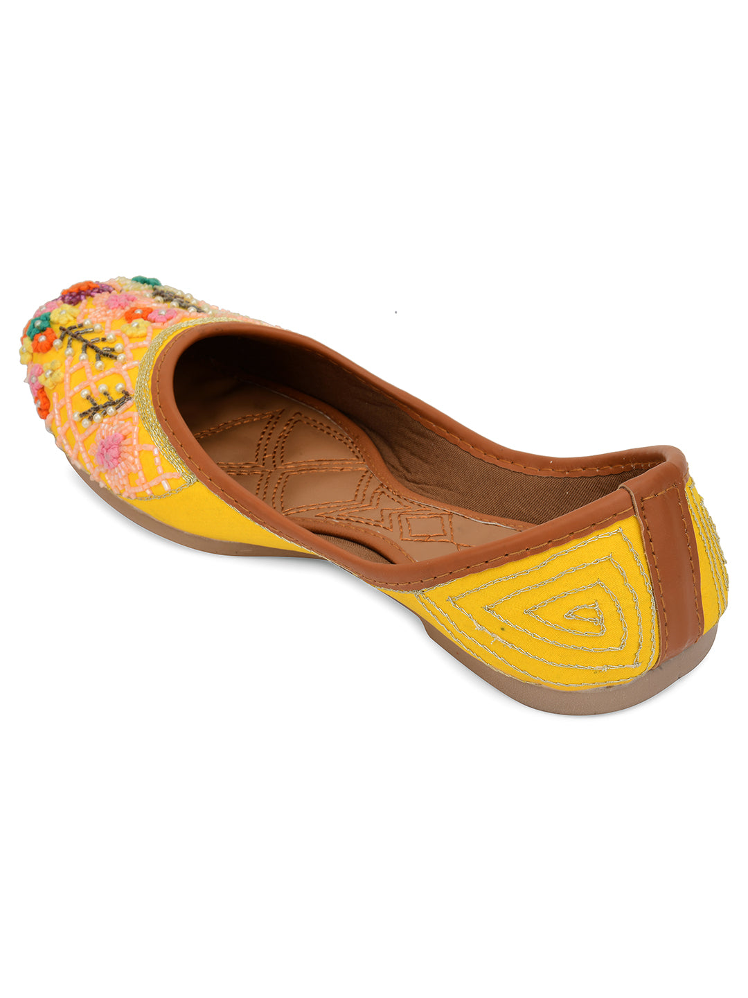 DESI COLOUR Women Yellow Ethnic Mojaris Flats