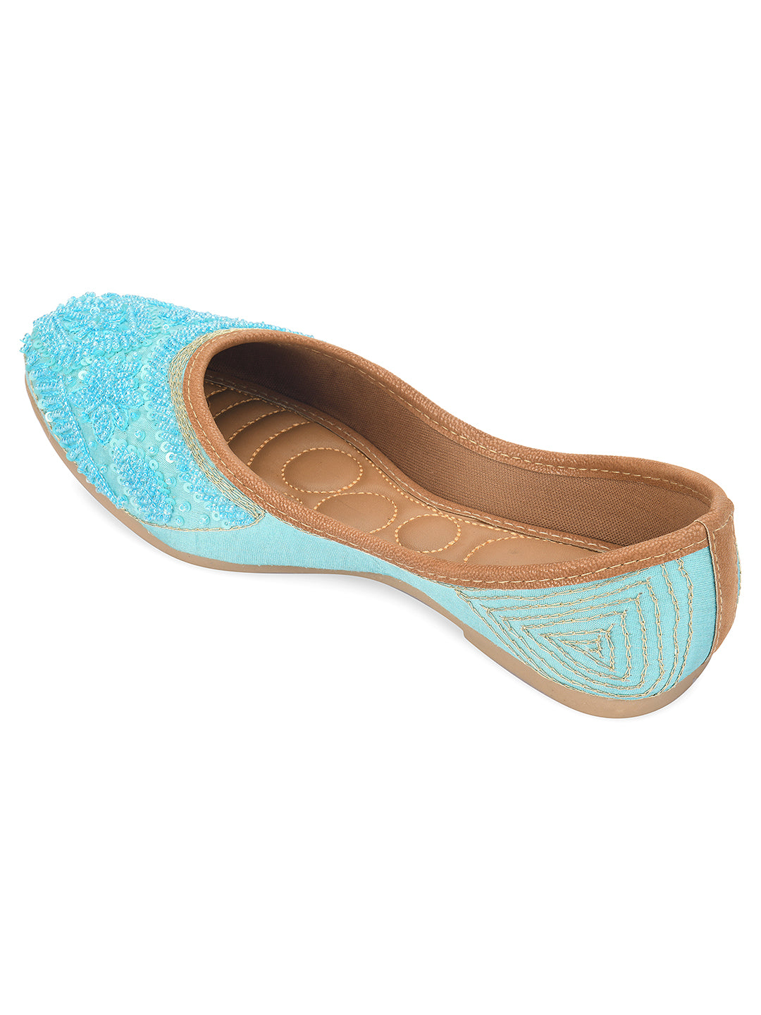 DESI COLOUR Women Blue Embellished Ethnic Mojaris Flats