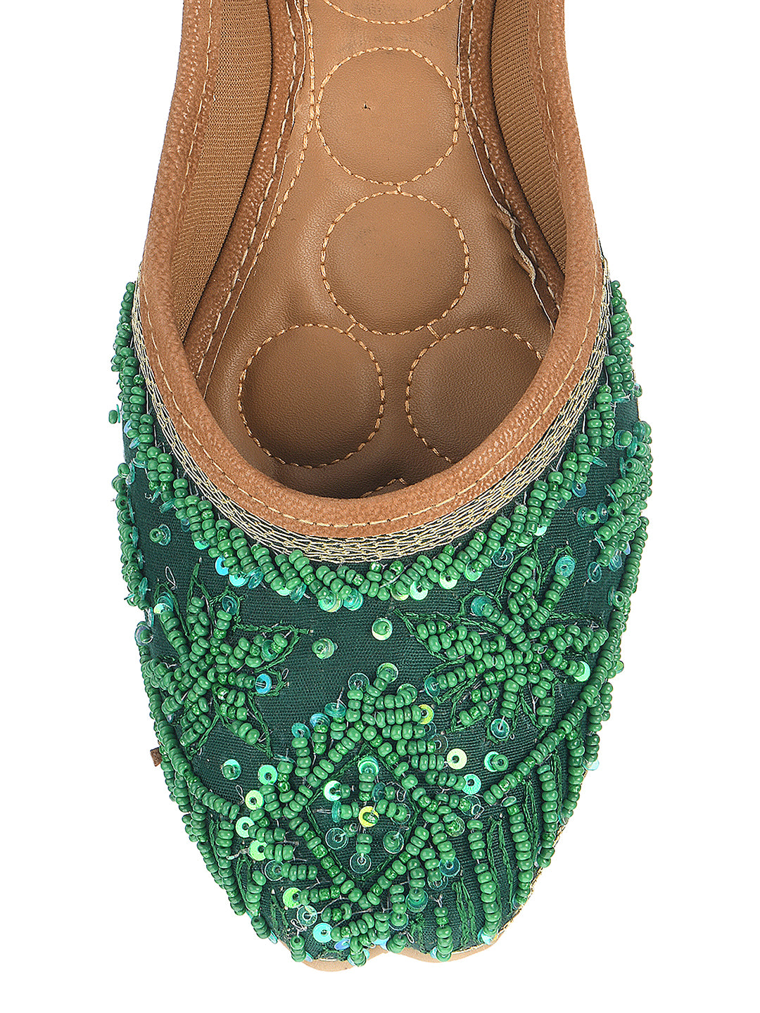 DESI COLOUR Women Green Ethnic Mojaris Flats