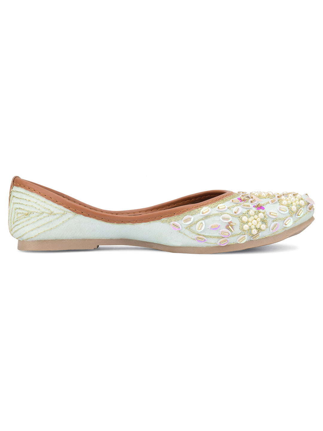 DESI COLOUR Women Blue  Purple Ethnic Mojaris Flats
