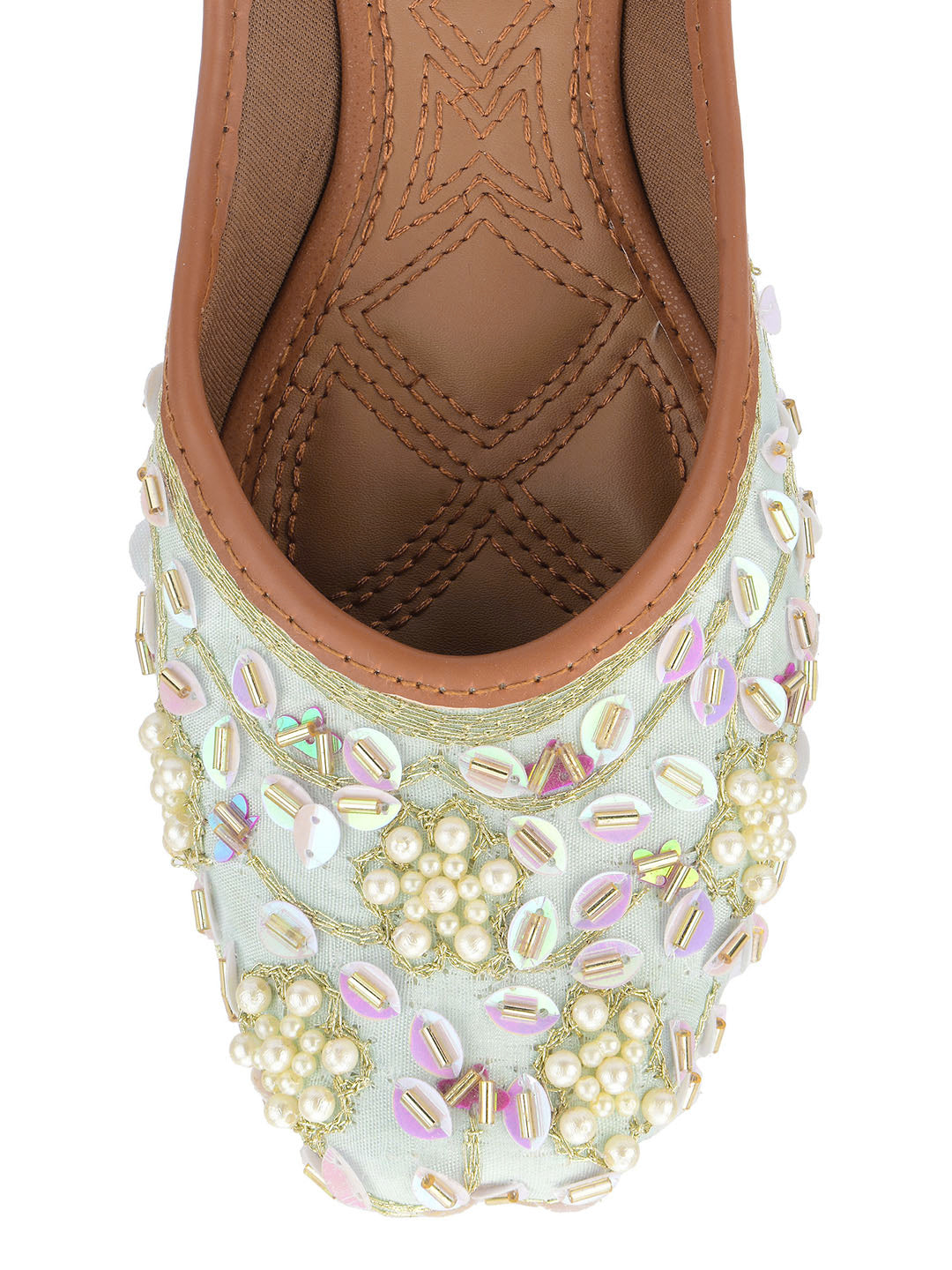 DESI COLOUR Women Blue  Purple Ethnic Mojaris Flats