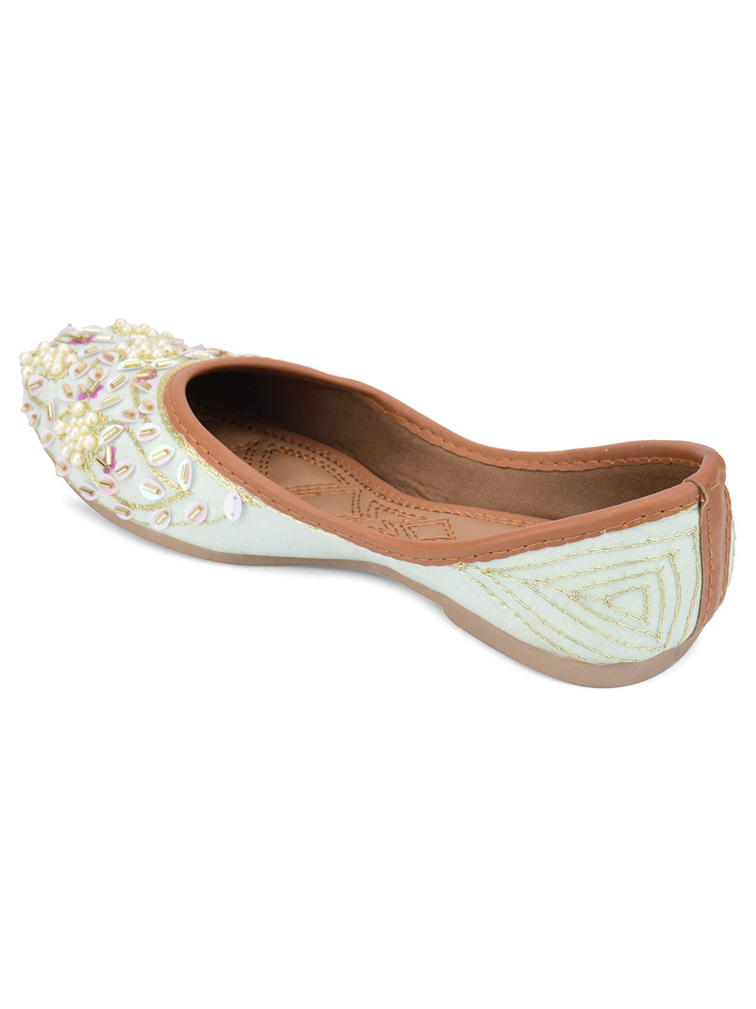 DESI COLOUR Women Blue  Purple Ethnic Mojaris Flats