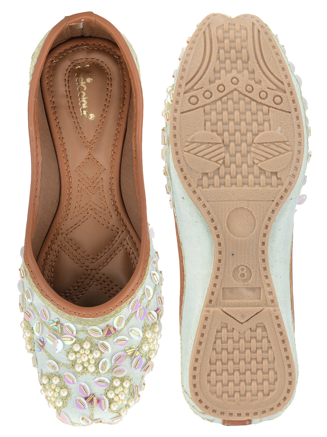 DESI COLOUR Women Blue  Purple Ethnic Mojaris Flats
