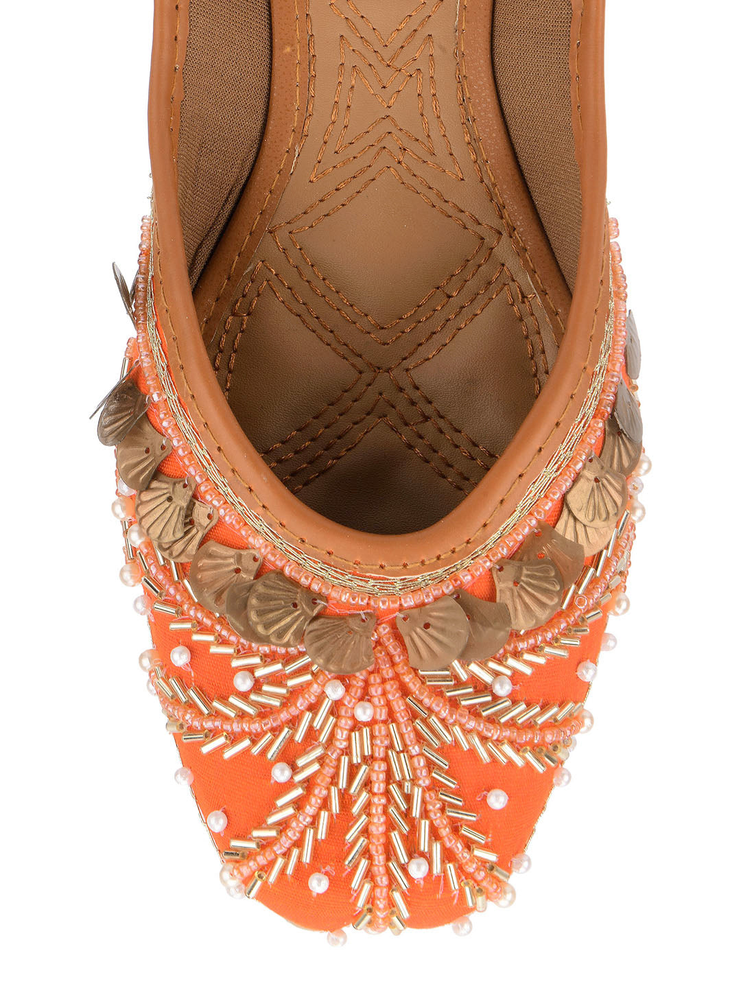 DESI COLOUR Women Off White Embellished Ethnic Ballerinas Flats