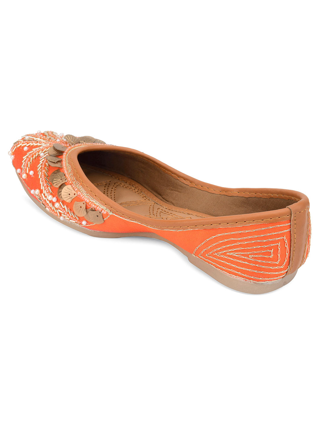 DESI COLOUR Women Off White Embellished Ethnic Ballerinas Flats