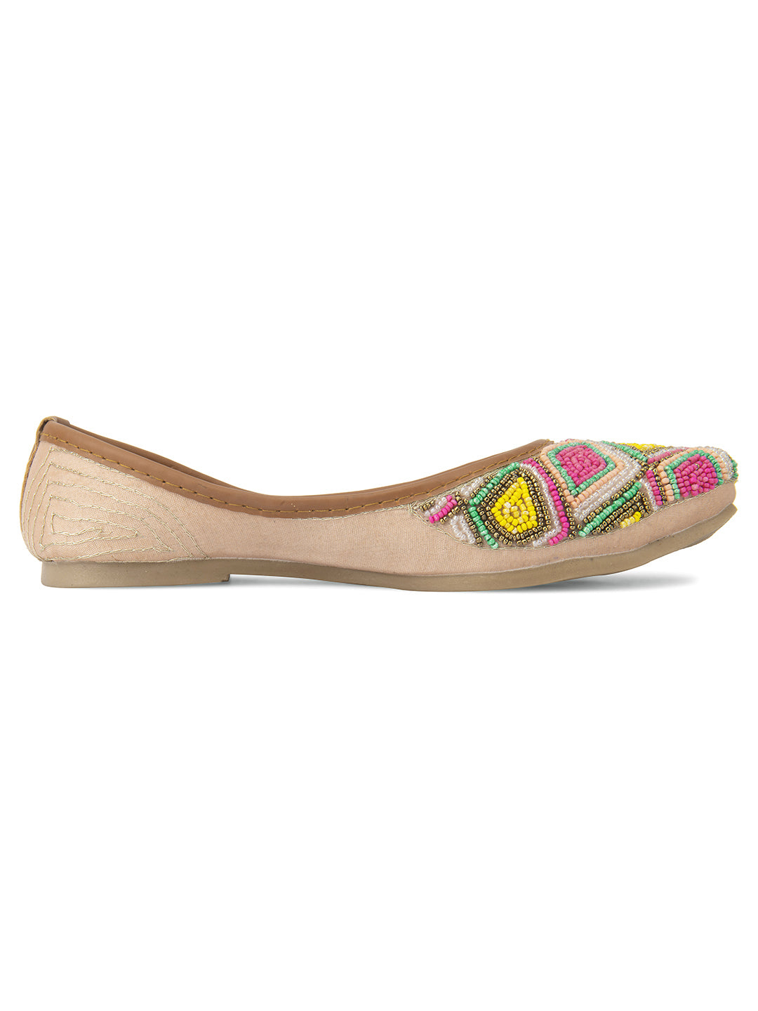 DESI COLOUR Women Pink Embellished Ethnic Flats