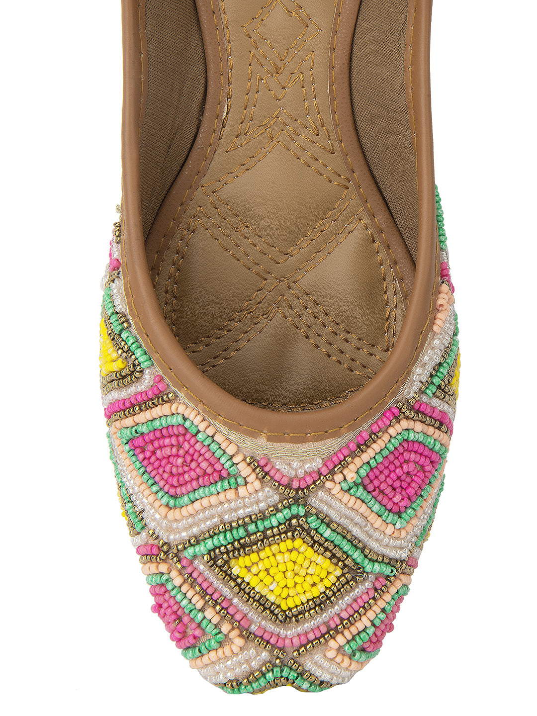DESI COLOUR Women Pink Embellished Ethnic Flats