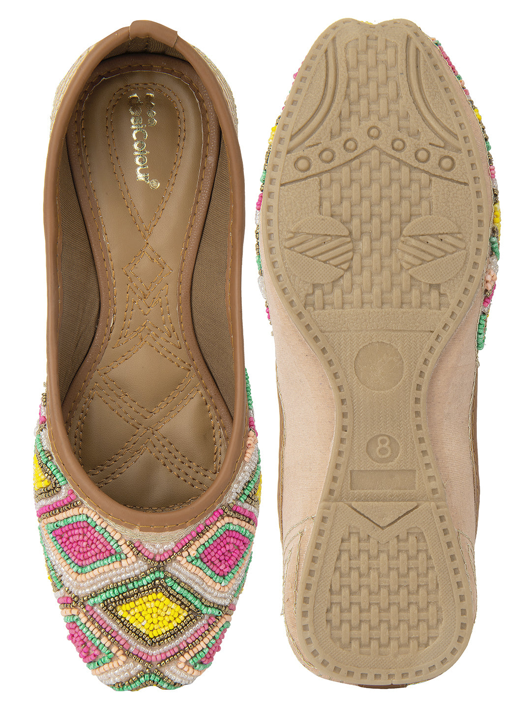 DESI COLOUR Women Pink Embellished Ethnic Flats