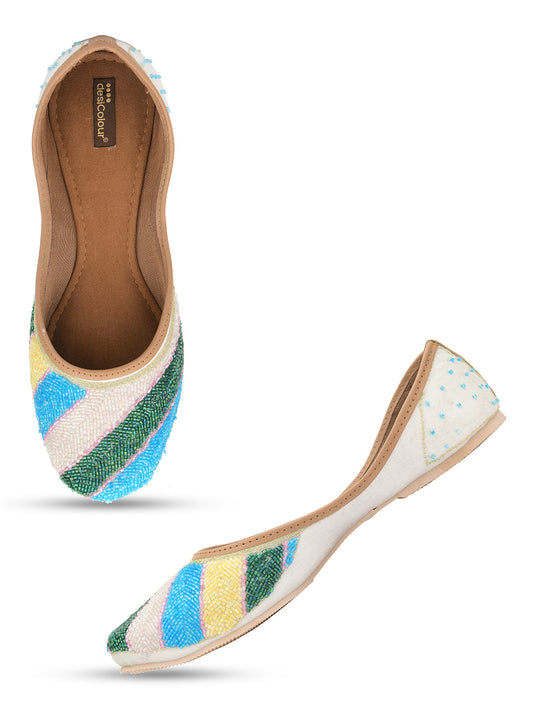 DESI COLOUR Women Multicoloured Printed Ethnic Mojaris Flats