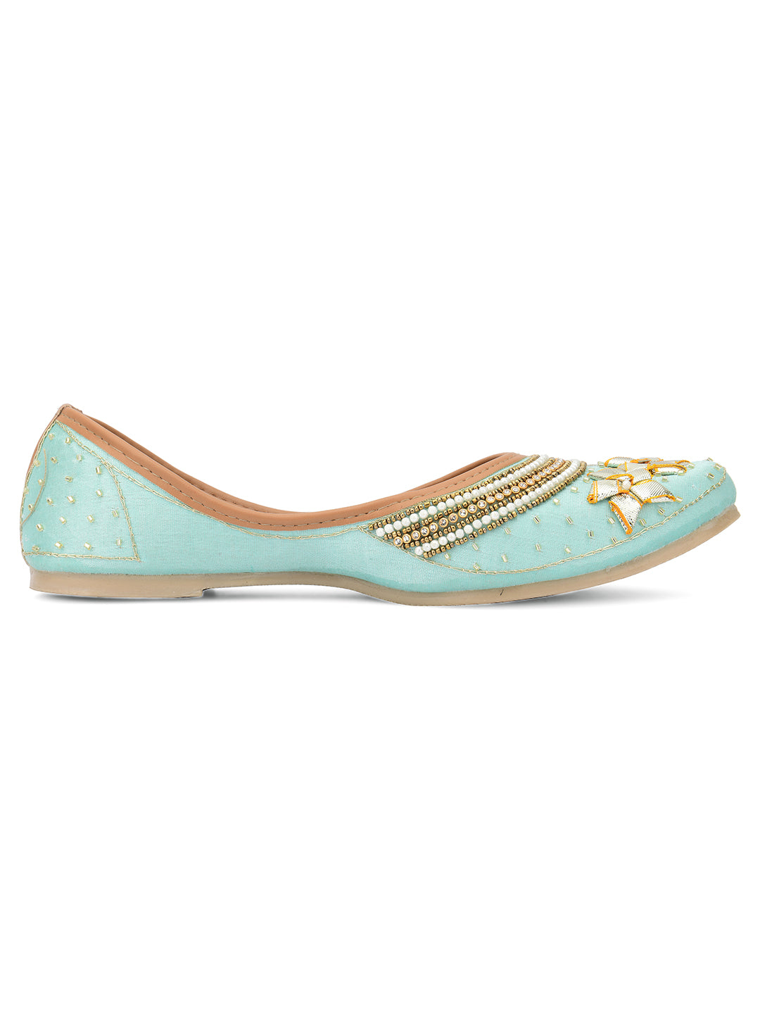 DESI COLOUR Women Turquoise Blue Ethnic Ballerinas