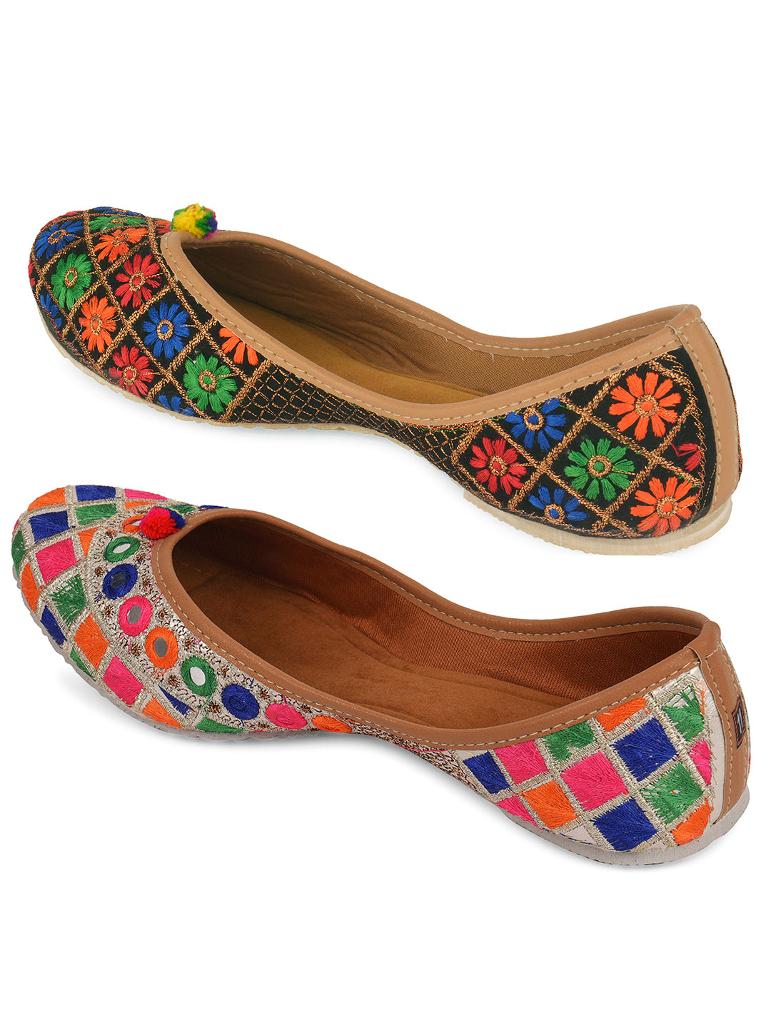 DESI COLOUR Women Pack of 2 Mojaris