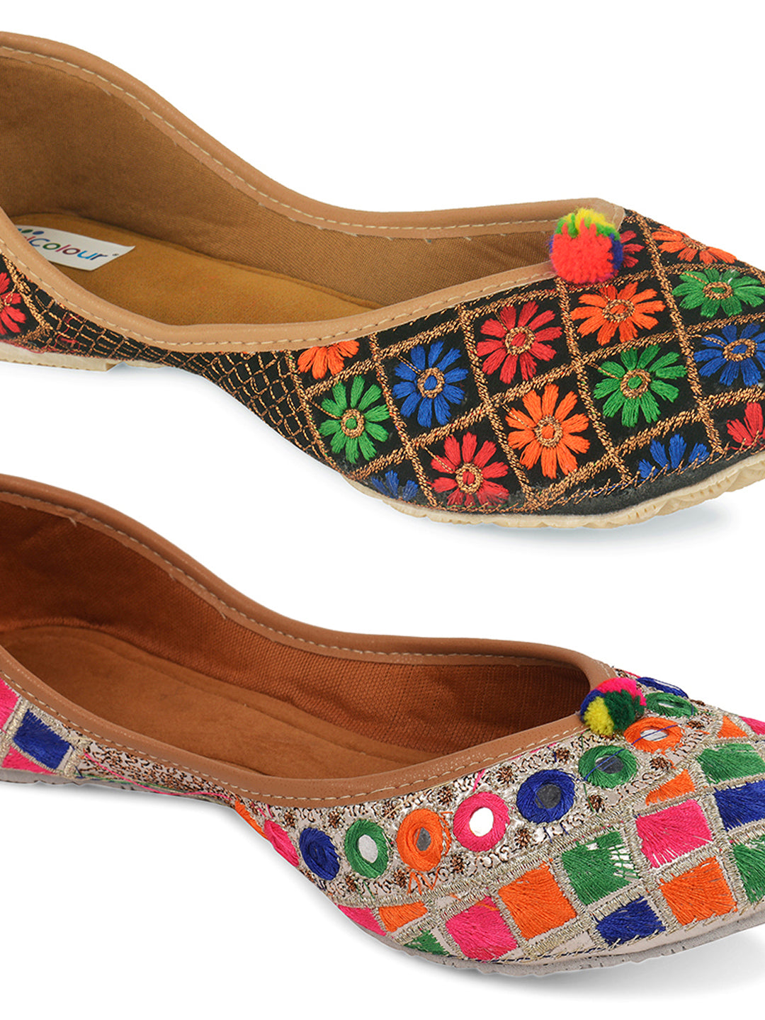 DESI COLOUR Women Pack of 2 Mojaris