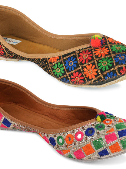 DESI COLOUR Women Pack of 2 Mojaris
