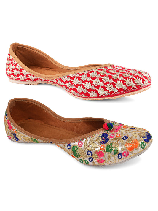 DESI COLOUR Women Pack of 2 Mojaris
