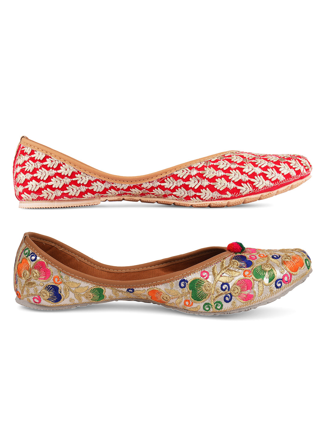 DESI COLOUR Women Pack of 2 Mojaris
