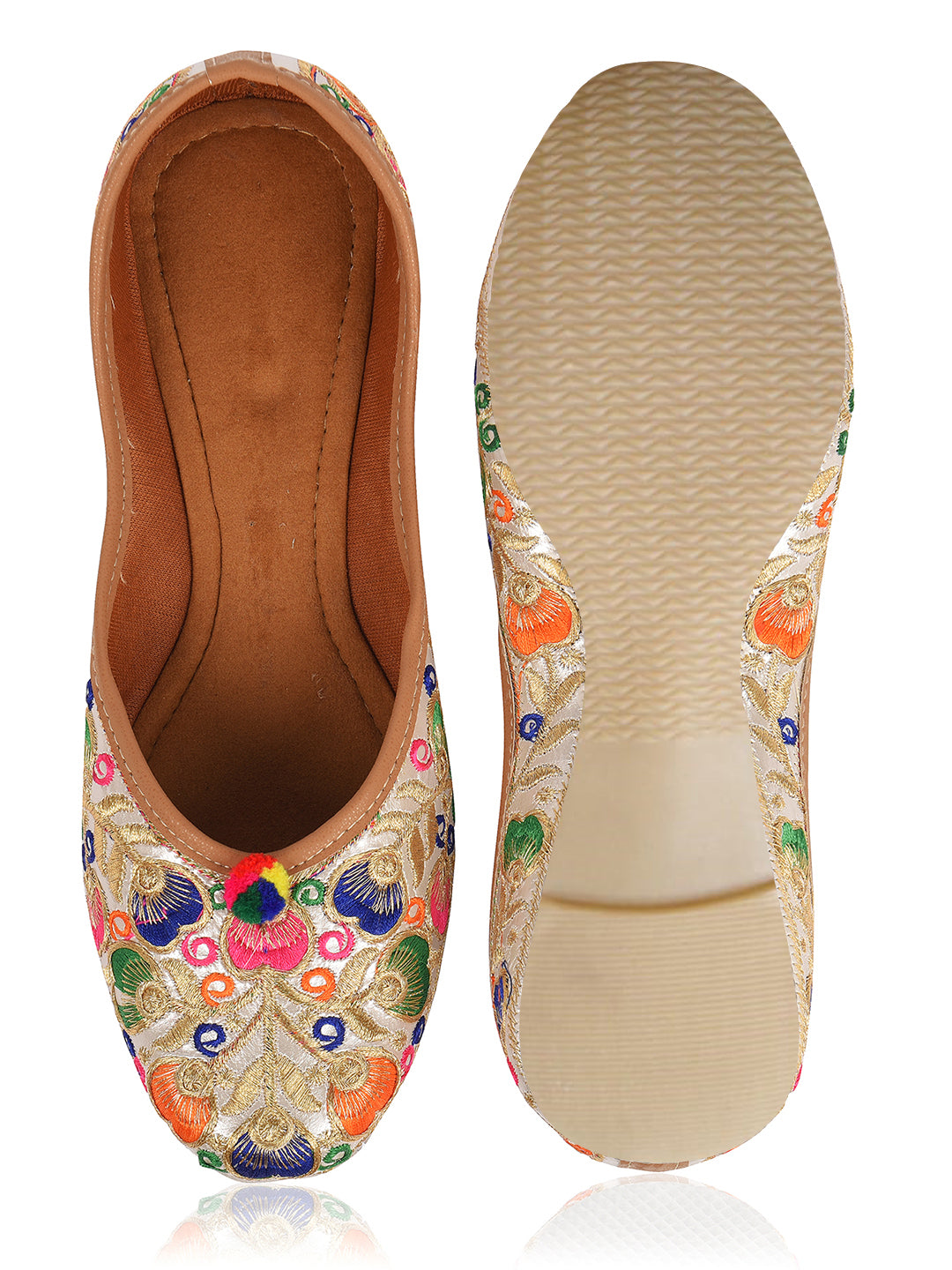 DESI COLOUR Women Set of 2 Multicoloured Ethnic Mojaris Flats