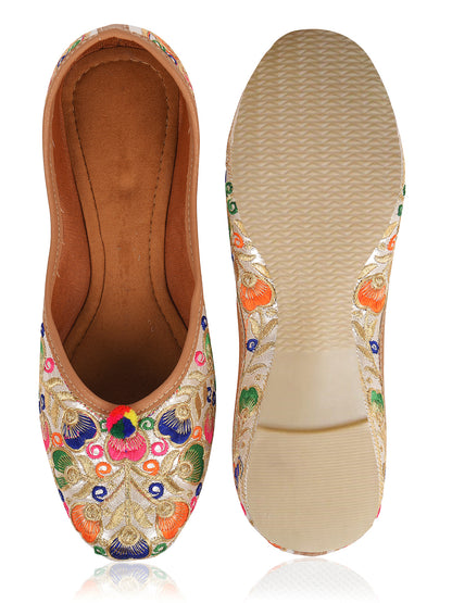 DESI COLOUR Women Set of 2 Multicoloured Ethnic Mojaris Flats