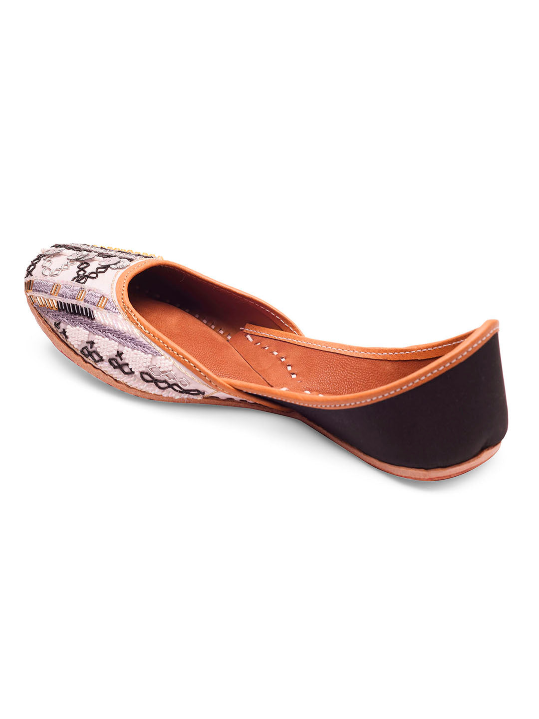 DESI COLOUR Women Blue Printed Leather Mojaris