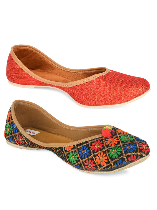 DESI COLOUR Women Multi Mojaris Flats