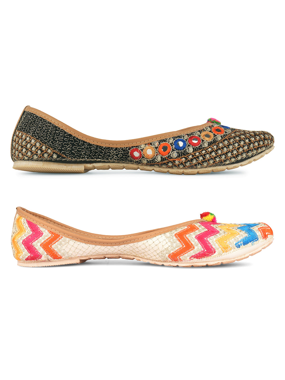 DESI COLOUR Pack of 2 Women Mojaris