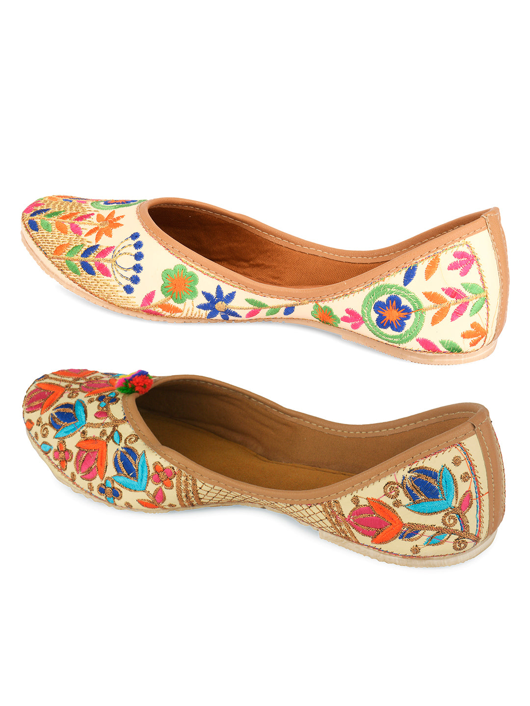 DESI COLOUR Women Set of 2 Embellished Ethnic Mojaris