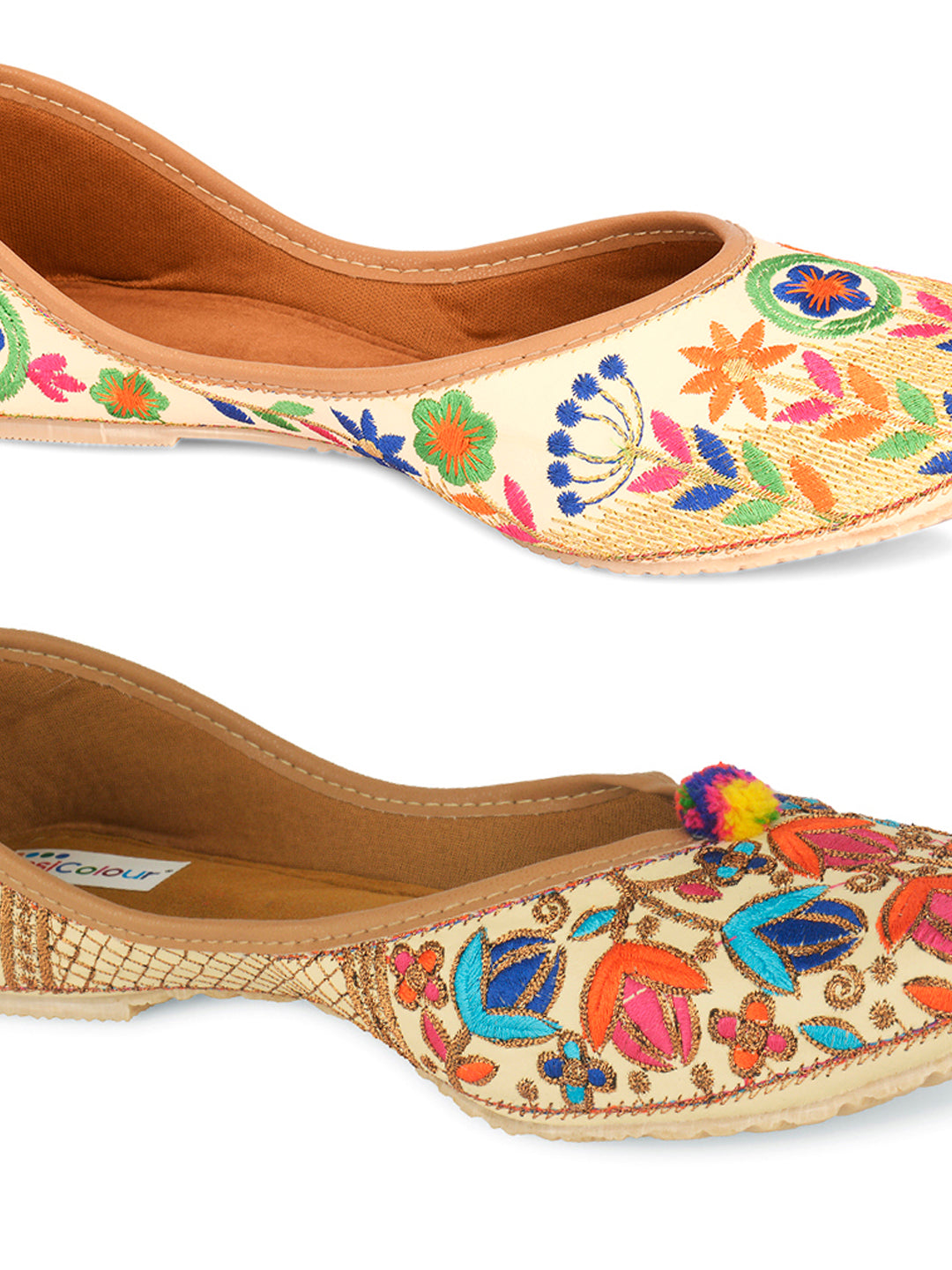 DESI COLOUR Women Set of 2 Embellished Ethnic Mojaris