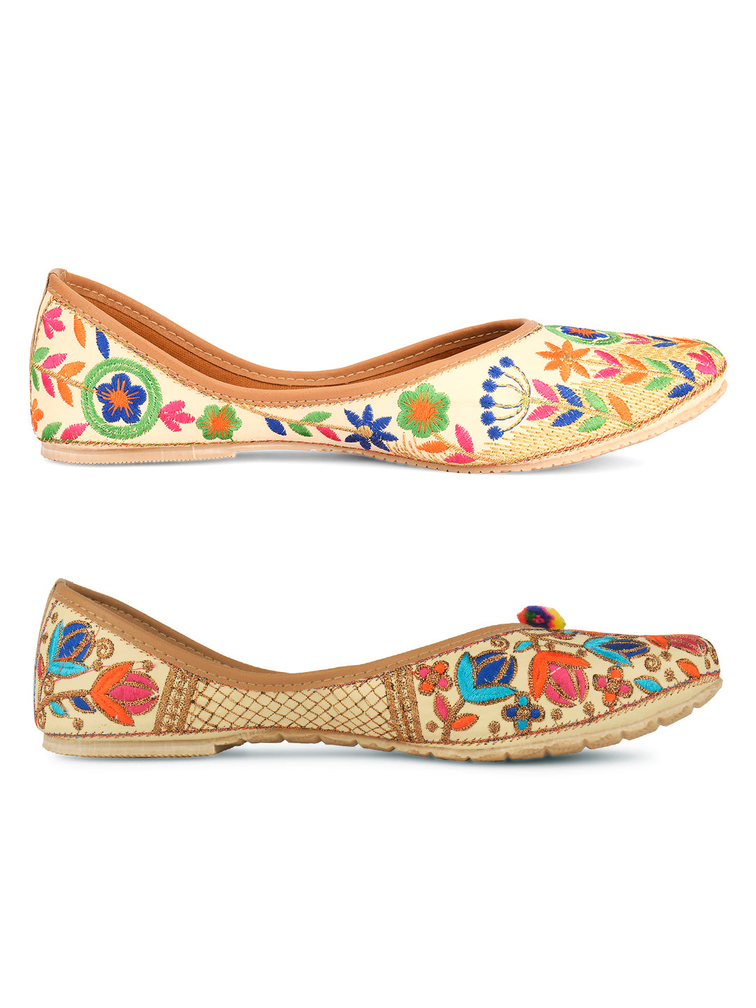 DESI COLOUR Women Set of 2 Embellished Ethnic Mojaris