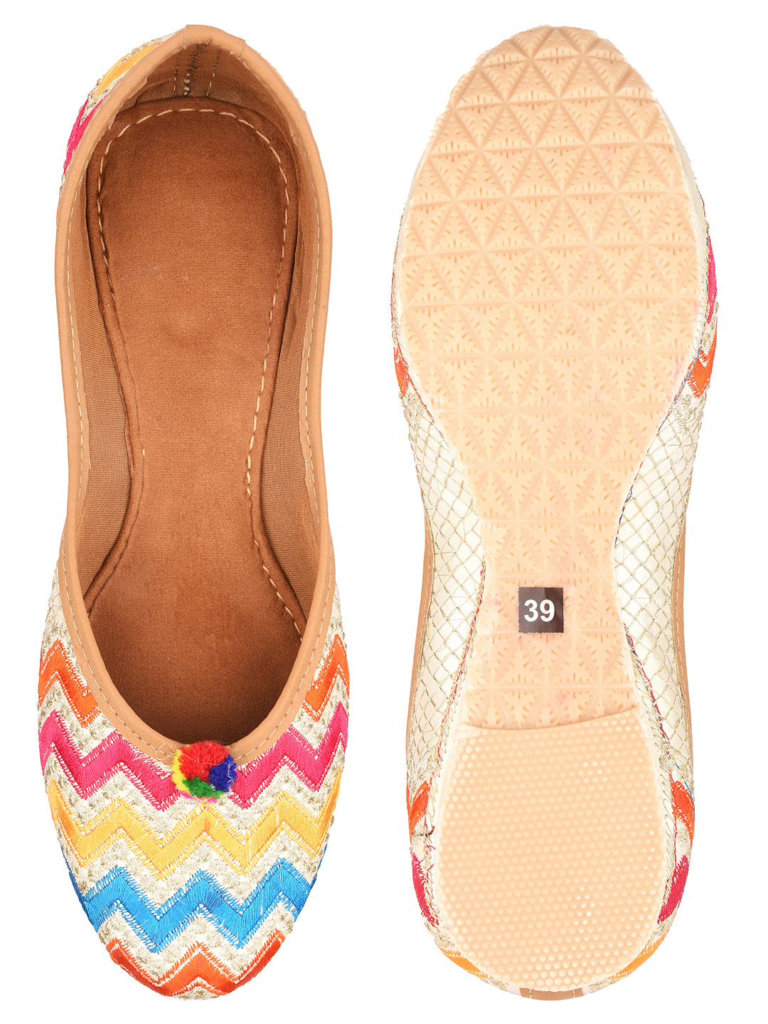DESI COLOUR Women Pack Of 2 Embellished Mojaris Flats