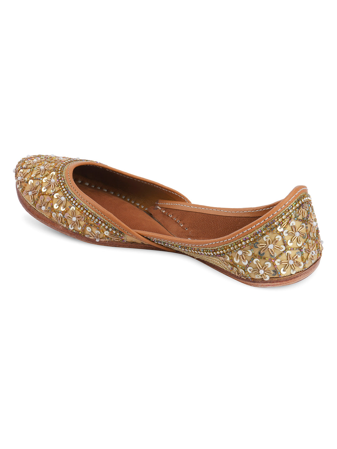 DESI COLOUR Women Navy Blue  Red Printed Leather Mojaris