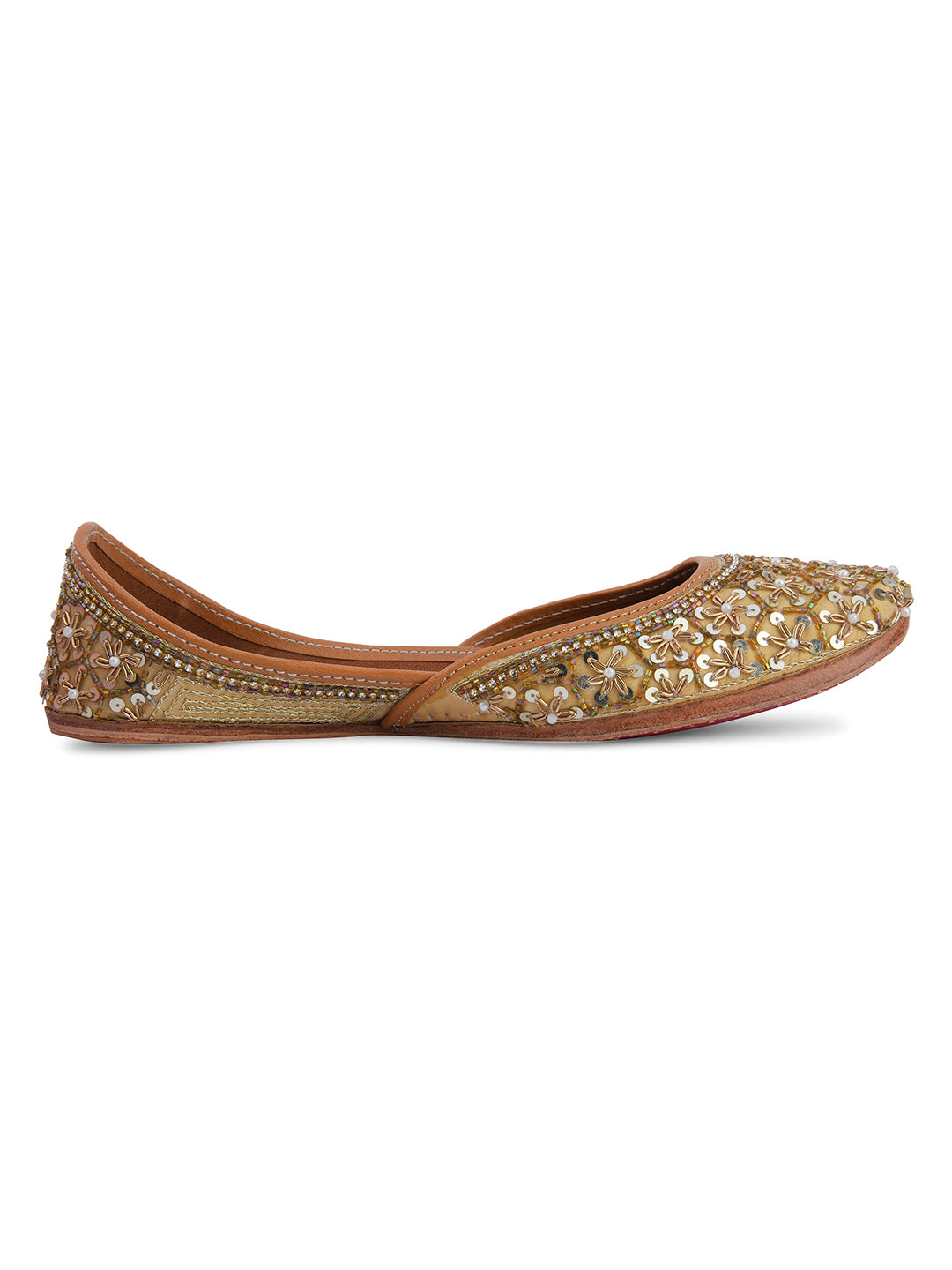 DESI COLOUR Women Navy Blue  Red Printed Leather Mojaris