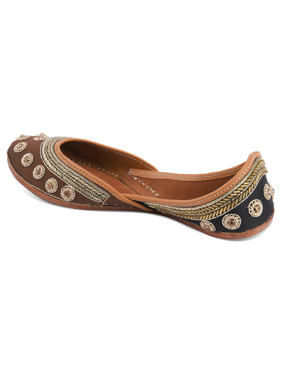 DESI COLOUR Women Blue Embellished Leather Mojaris