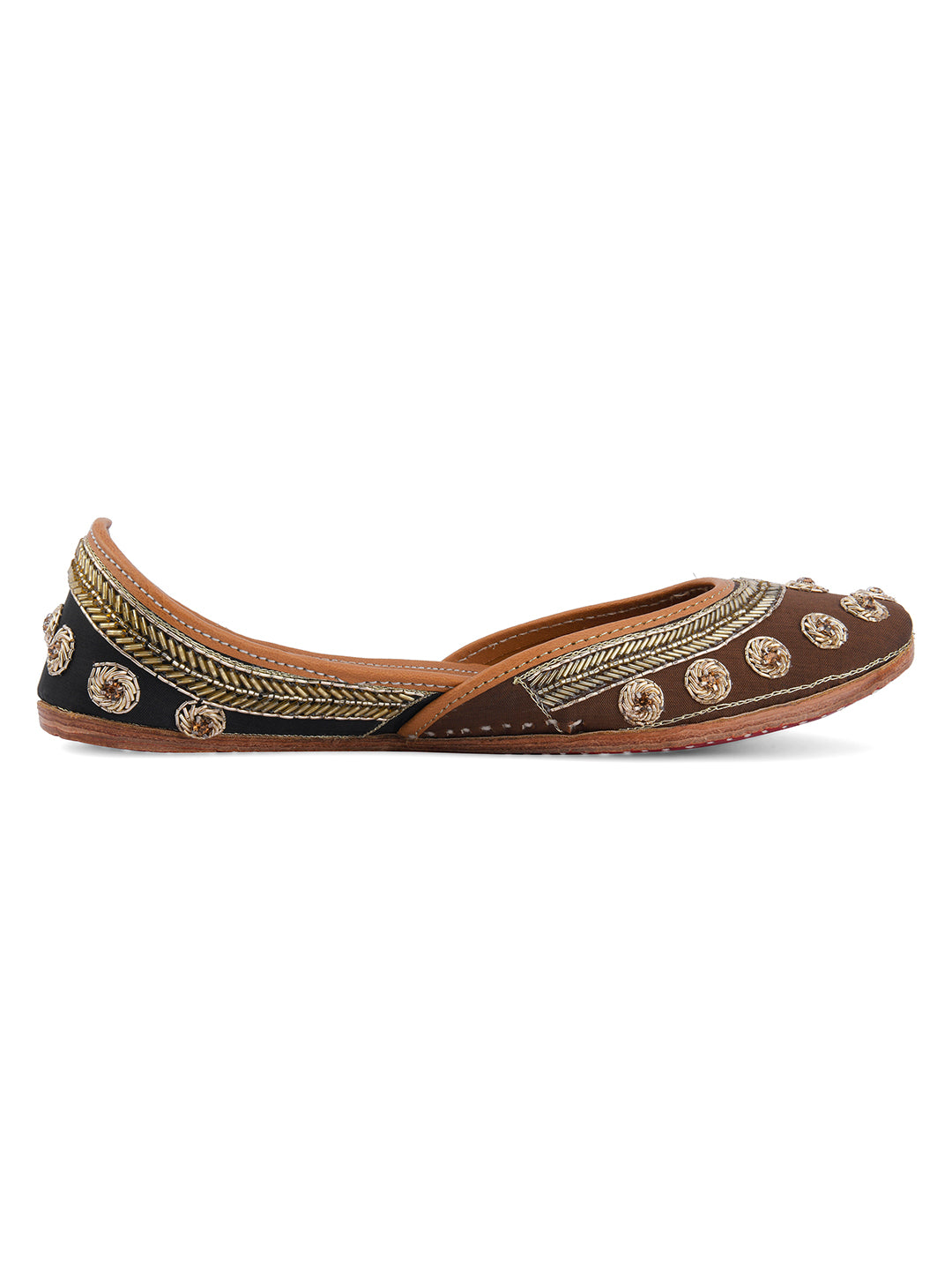 DESI COLOUR Women Blue Embellished Leather Mojaris