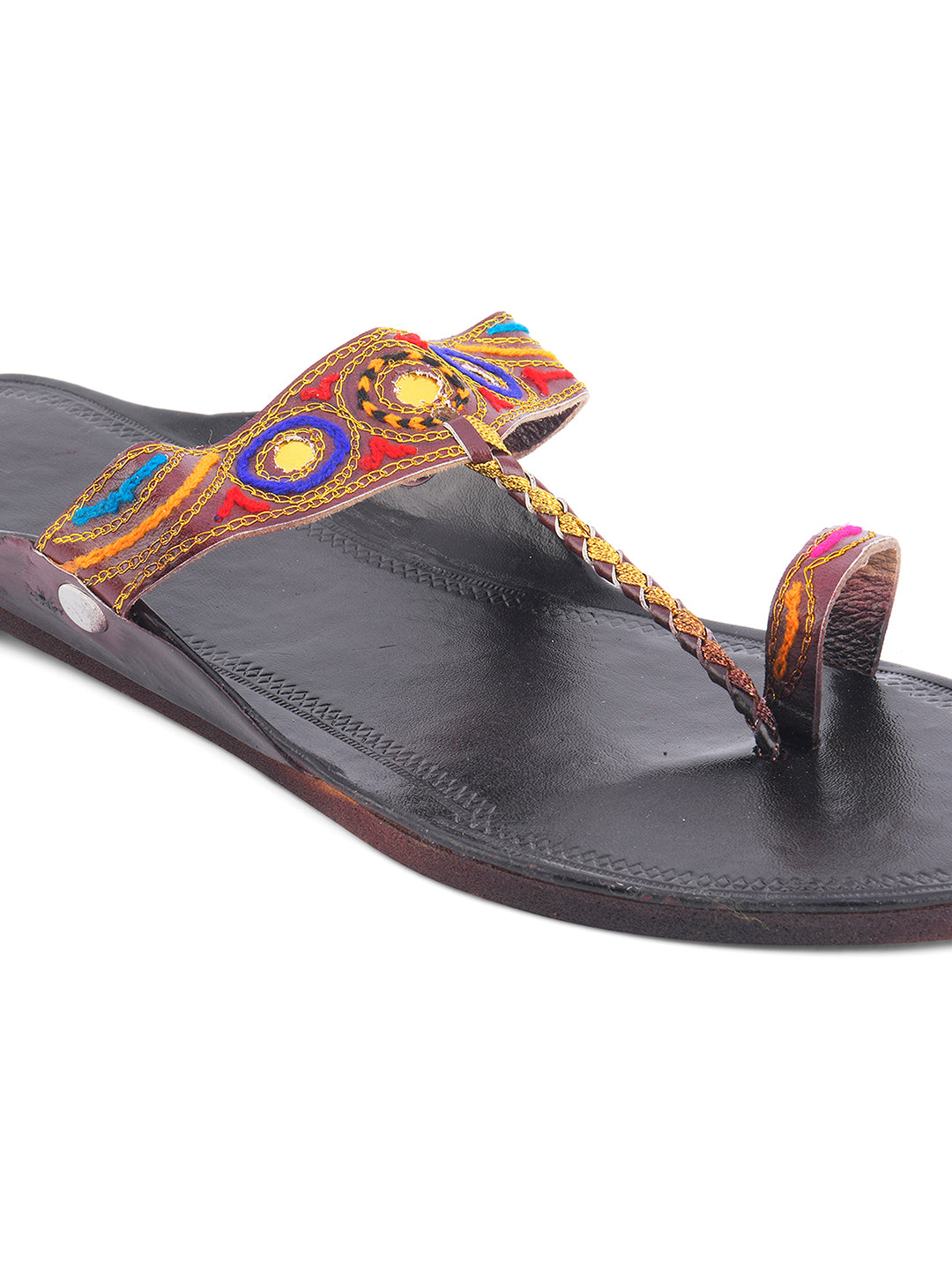 DESI COLOUR Women Multicoloured Embellished Synthetic Patent Mules