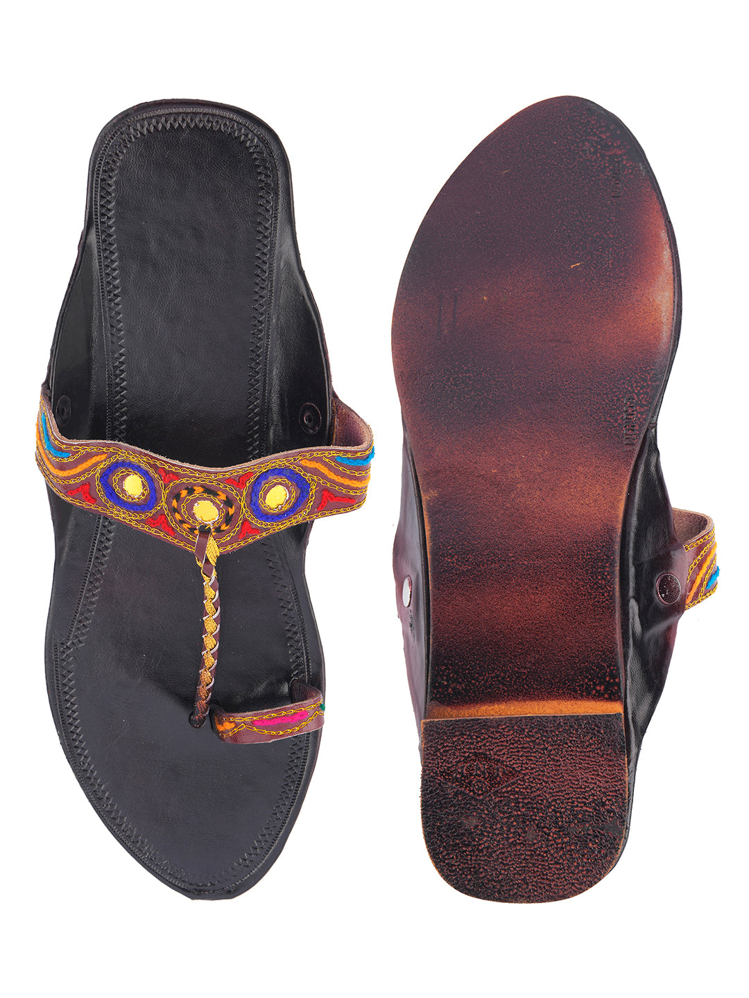 DESI COLOUR Women Multicoloured Embellished Synthetic Patent Mules