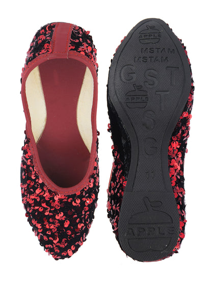 DESI COLOUR Women Multicoloured Embroidered Leather One Toe Flats