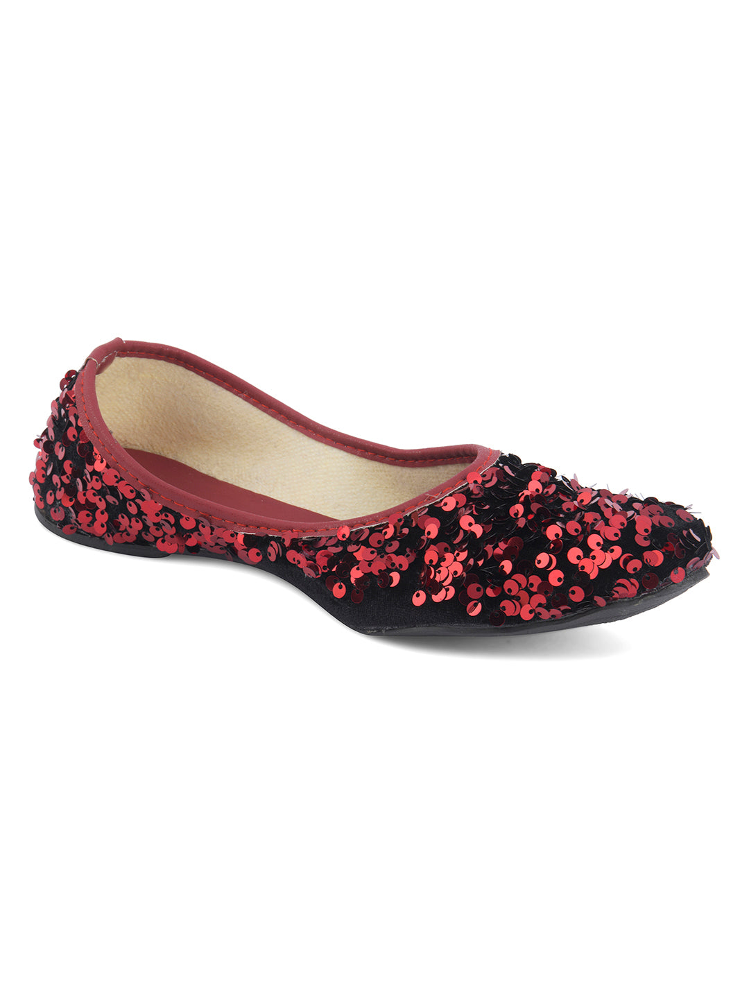 DESI COLOUR Women Yellow Embellished Leather T-Strap Flats
