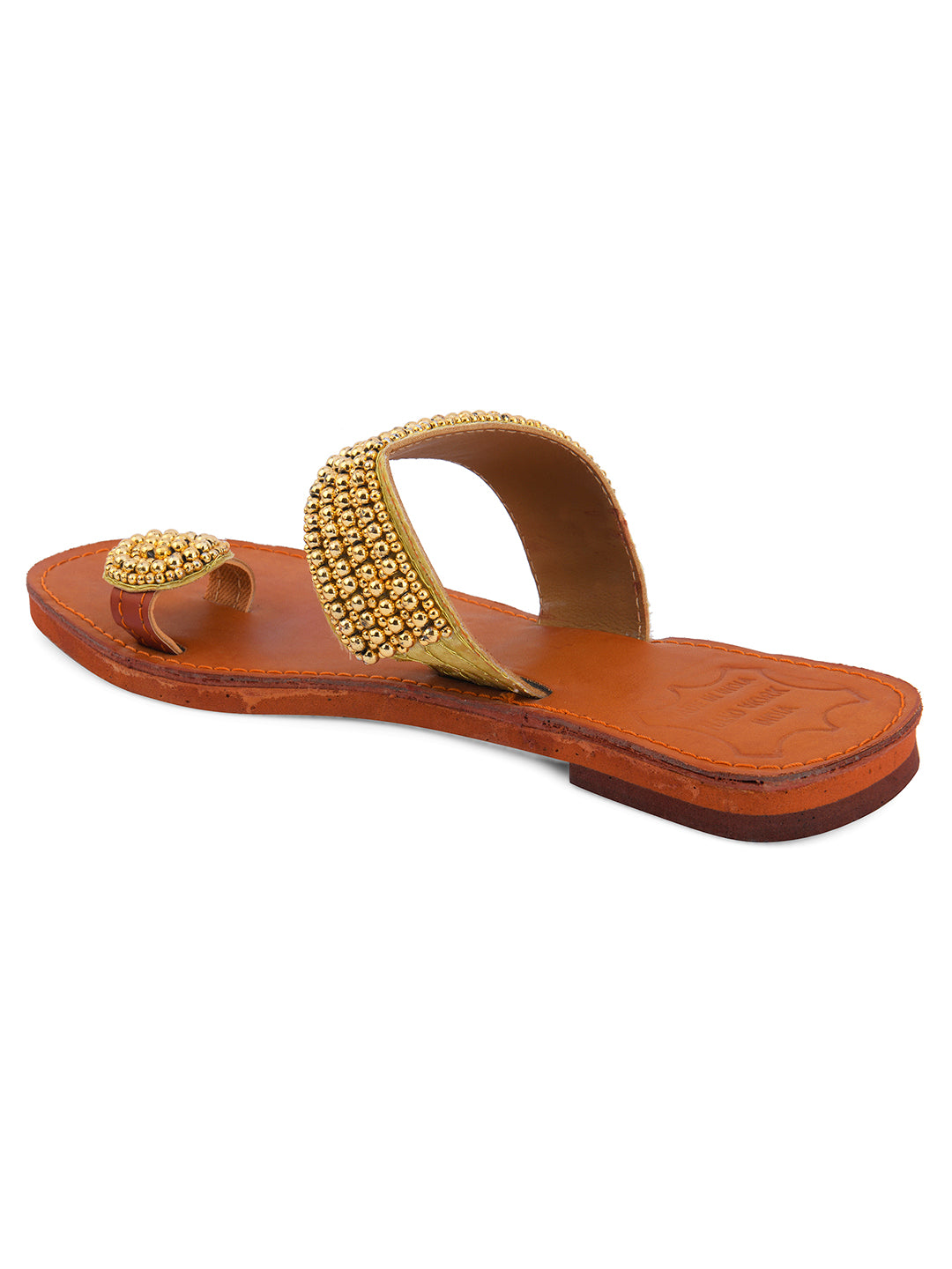 DESI COLOUR Women Multicoloured Embellished Leather Open Toe Flats