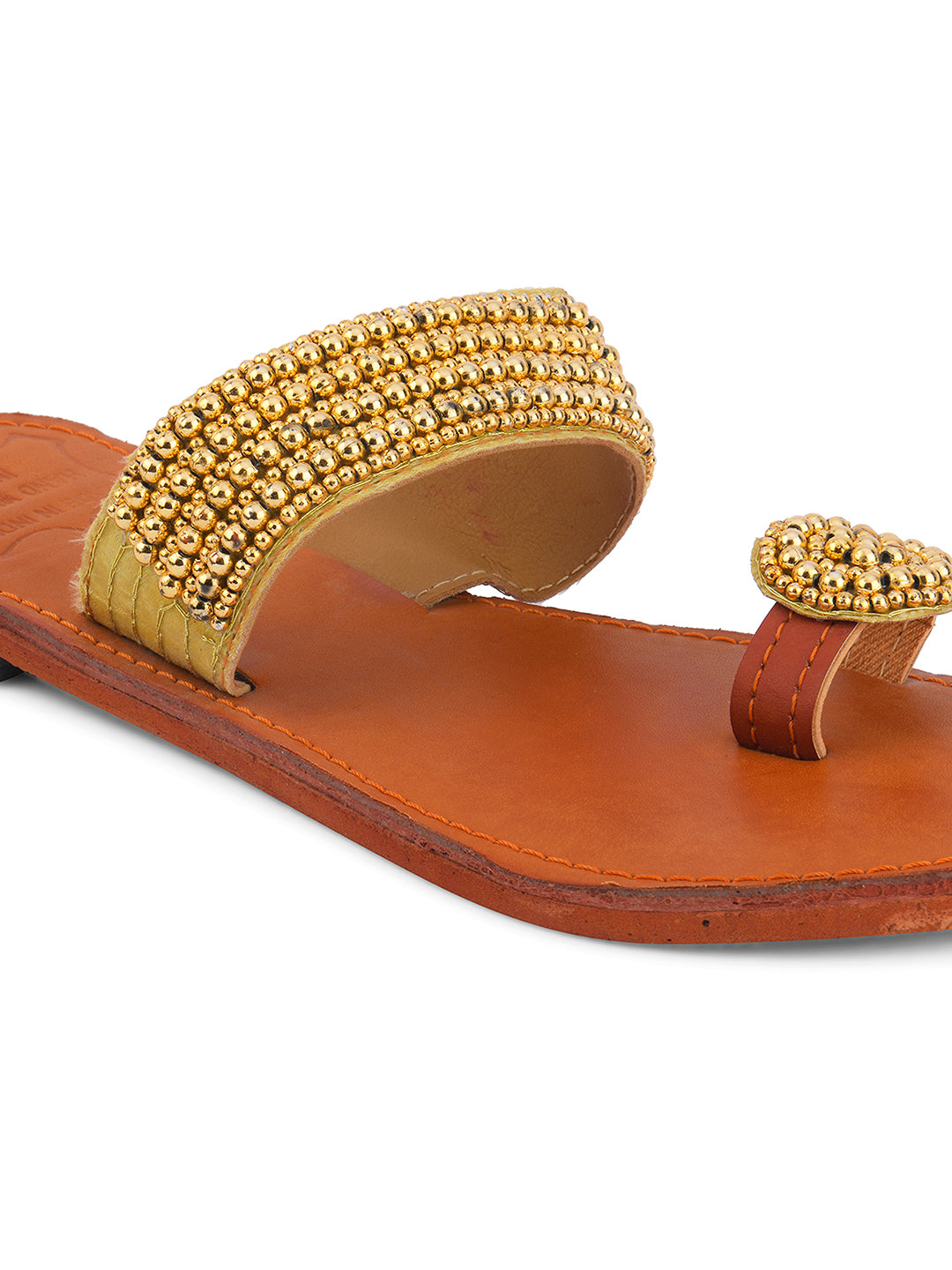 DESI COLOUR Women Multicoloured Embellished Leather Open Toe Flats