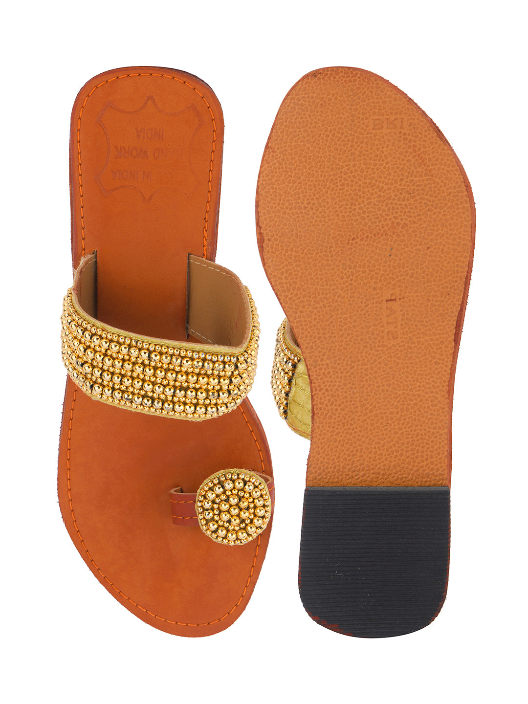 DESI COLOUR Women Multicoloured Embellished Leather Open Toe Flats
