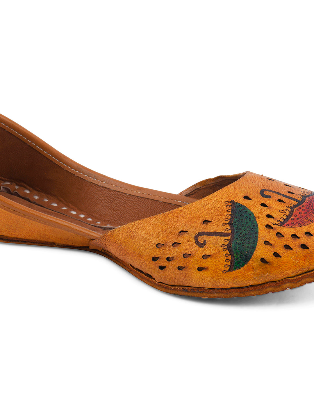 DESI COLOUR Women Tan Brown Solid Leather Mojaris