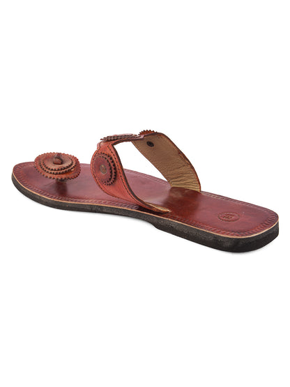 DESI COLOUR Women Gold-Coloured Embellished Leather Mojaris