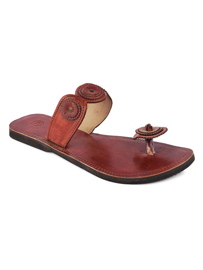 DESI COLOUR Women Gold-Coloured Embellished Leather Mojaris