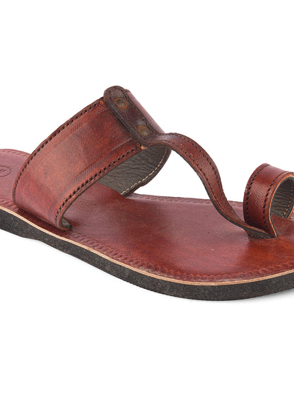 DESI COLOUR Women Brown Embellished Leather One Toe Flats