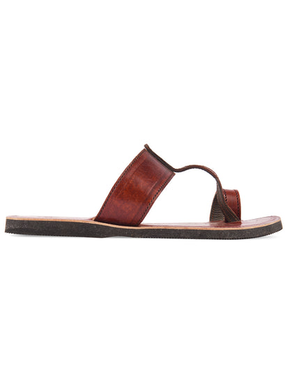 DESI COLOUR Women Brown Embellished Leather One Toe Flats
